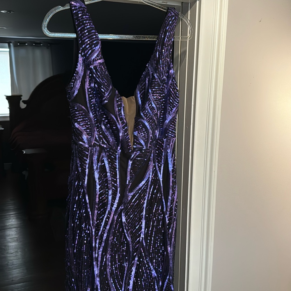 Purple midi sequins gown